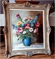 Malarstwo szpachlowe! Kwiaty w wazonie - oryg. Erich Griese *1912