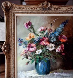 Malarstwo szpachlowe! Kwiaty w wazonie - oryg. Erich Griese *1912