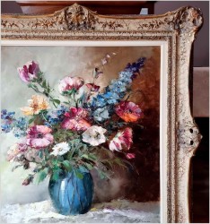 Malarstwo szpachlowe! Kwiaty w wazonie - oryg. Erich Griese *1912