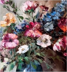 Malarstwo szpachlowe! Kwiaty w wazonie - oryg. Erich Griese *1912