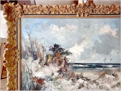 4. Widok na wydmy i mewy lecące na tle Bałtyku - John BÉVORT (1917-1996)