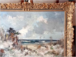 6. Widok na wydmy i mewy lecące na tle Bałtyku - John BÉVORT (1917-1996)