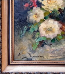 Duży obraz olejny! Kolorowe kwiaty w wazonie - Peter BROUWER  *1935 