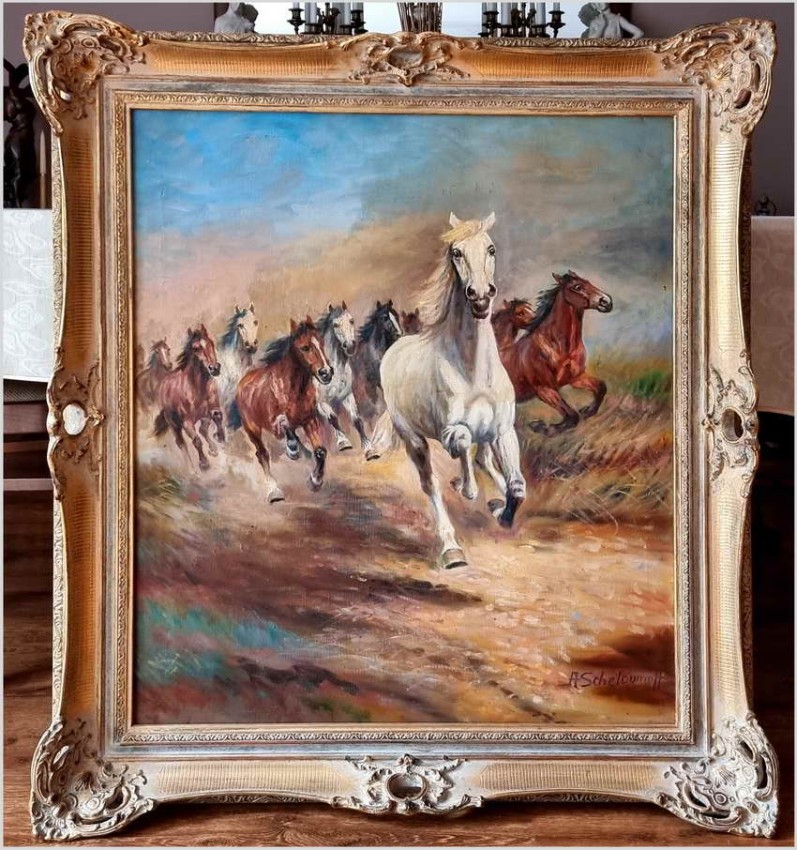  Galopujące dzikie konie - Afanasij Ivanovic Scheloumoff  (1892-1983)