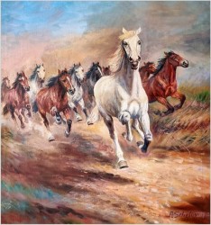  Galopujące dzikie konie - Afanasij Ivanovic Scheloumoff  (1892-1983)