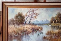 Panoramiczny obraz! Lądujące kaczki - Horst Hartung (*1921 Berlin)