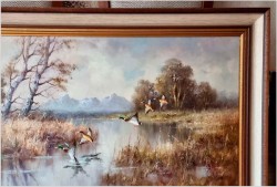 Panoramiczny obraz! Lądujące kaczki - Horst Hartung (*1921 Berlin)