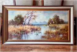 Panoramiczny obraz! Lądujące kaczki - Horst Hartung (*1921 Berlin)