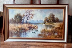 Panoramiczny obraz! Lądujące kaczki - Horst Hartung (*1921 Berlin)