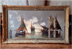 Mega Rarytas! Łodzie rybackie na  lagunie - Nowotnik *1930 | Rozmiar XXL!