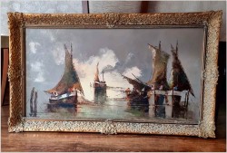 Mega Rarytas! Łodzie rybackie na  lagunie - Nowotnik *1930 | Rozmiar XXL!