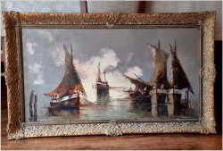 Mega Rarytas! Łodzie rybackie na  lagunie - Nowotnik *1930 | Rozmiar XXL!