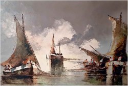 Mega Rarytas! Łodzie rybackie na  lagunie - Nowotnik *1930 | Rozmiar XXL!