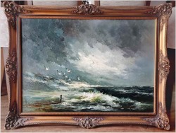 Godny polecenia! Widok na Mewy i fale Bałtyku - John BÉVORT (1917-1996)