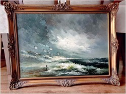 Godny polecenia! Widok na Mewy i fale Bałtyku - John BÉVORT (1917-1996)