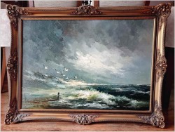 Godny polecenia! Widok na Mewy i fale Bałtyku - John BÉVORT (1917-1996)