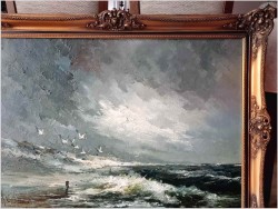 Godny polecenia! Widok na Mewy i fale Bałtyku - John BÉVORT (1917-1996)