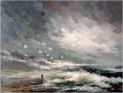 Godny polecenia! Widok na Mewy i fale Bałtyku - John BÉVORT (1917-1996)