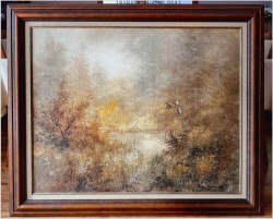 Myśliwski! Kaczki unoszące się w porannej mgle - Peter BROUWER  *1935