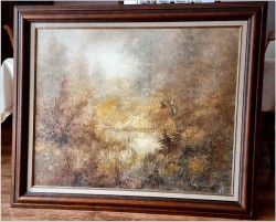 Myśliwski! Kaczki unoszące się w porannej mgle - Peter BROUWER  *1935