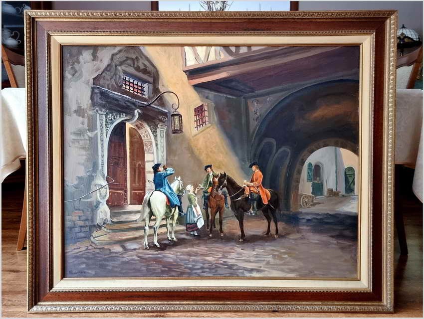 Scena rodzajowa - Krótki odpoczynek (Hans Kaluske *1915) Rozmiar XXL!