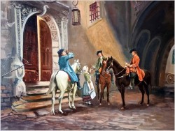 Scena rodzajowa - Krótki odpoczynek (Hans Kaluske *1915) Rozmiar XXL!