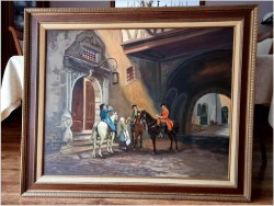 Scena rodzajowa - Krótki odpoczynek (Hans Kaluske *1915) Rozmiar XXL!