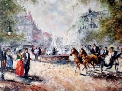 Ciekawe malarstwo! Przejażdżka dorożką po mieście - Ewald Hess *1918