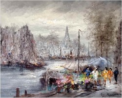 Polecamy obraz olejny! Amsterdamskie kwiaciarki - Peter BROUWER  *1935