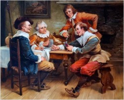 Obraz olejny! Rozmowy przy winie - Curt August Landwehr (1920-1988)