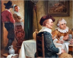 Obraz olejny! Rozmowy przy winie - Curt August Landwehr (1920-1988)