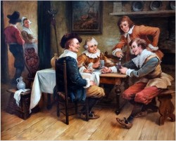 Obraz olejny! Rozmowy przy winie - Curt August Landwehr (1920-1988)