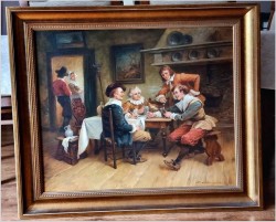 Obraz olejny! Rozmowy przy winie - Curt August Landwehr (1920-1988)