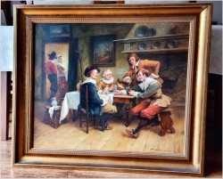 Obraz olejny! Rozmowy przy winie - Curt August Landwehr (1920-1988)