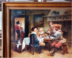 Obraz olejny! Rozmowy przy winie - Curt August Landwehr (1920-1988)