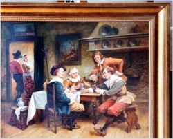 Obraz olejny! Rozmowy przy winie - Curt August Landwehr (1920-1988)