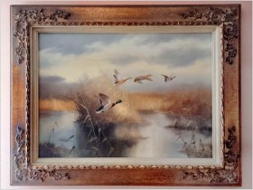 Myśliwskie malarstwo! Odlatujące kaczki - Prof. Gerhard Zank  *1937