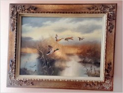 Myśliwskie malarstwo! Odlatujące kaczki - Prof. Gerhard Zank  *1937