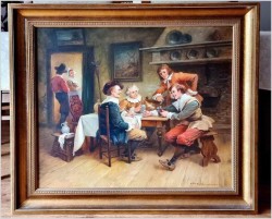 Obraz olejny! Rozmowy przy winie - Curt August Landwehr (1920-1988)