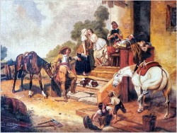 Muszkieterzy i Dziewczyny przed tawerną - Luigi Giorgio Baldero (19th Italy)