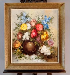Obraz olejny! Kwiaty w wazonie - Oryg.Christian Jereczek*1935