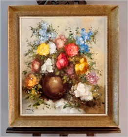 Obraz olejny! Kwiaty w wazonie - Oryg.Christian Jereczek*1935