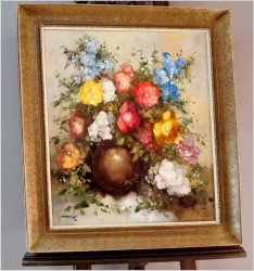 Obraz olejny! Kwiaty w wazonie - Oryg.Christian Jereczek*1935