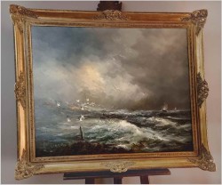 Duży obraz XXL! Widok na Mewy i fale Bałtyku - John BÉVORT (1917-1996)