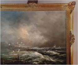 Duży obraz XXL! Widok na Mewy i fale Bałtyku - John BÉVORT (1917-1996)