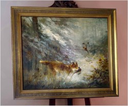 Duży obraz myśliwski! Lis polujący na kuropatwy - John BÉVORT (Książka gratis!)