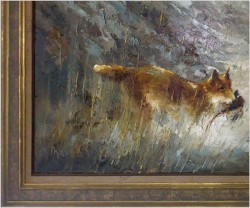 Duży obraz myśliwski! Lis polujący na kuropatwy - John BÉVORT (Książka gratis!)