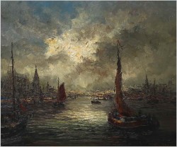 Super inwestycja! W zatoce portowej - Peter BROUWER  *1935 (118xm x 118cm)