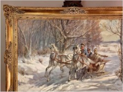 Przejażdżka zimą - Jakub Michał Kasprowicz (1905 Zubrza pod Lwowem -1975 Komorów pod Warszawa)