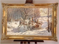 Przejażdżka zimą - Jakub Michał Kasprowicz (1905 Zubrza pod Lwowem -1975 Komorów pod Warszawa)